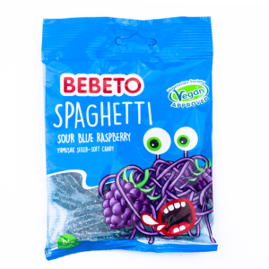 Bebeto Spaghetti Sour Blue Raspberry 70g 12-p *