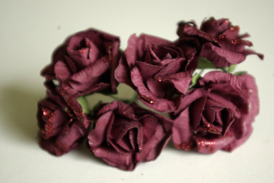 MULBERRY PAPER ROSES red 25mm