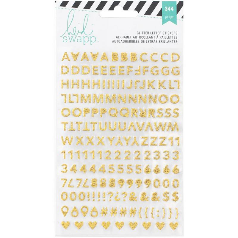 HS - Glitter Letter Stickers rosa/guld