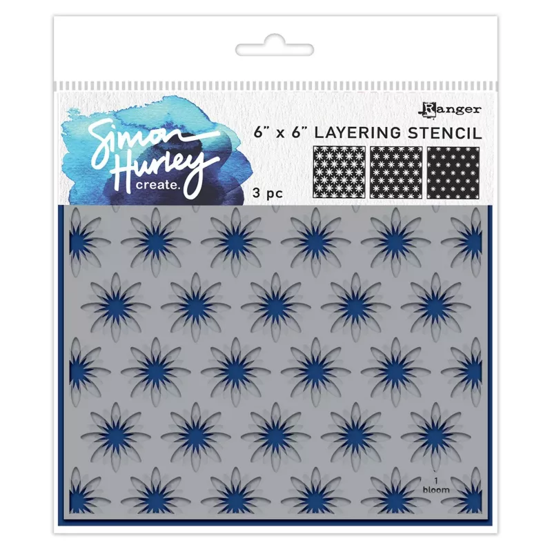 R - Layering Stencil blomma 6"x 6"