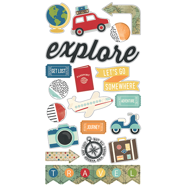 SS - Chipboard stickers, Travel Notes