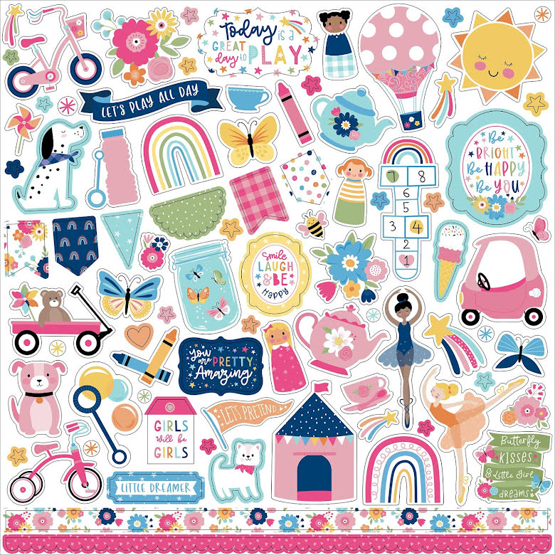 EP - Cardstock Stickers 12X12 - Play All Day Girl
