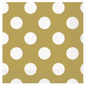 Servetter Prickig - Guld & Vit