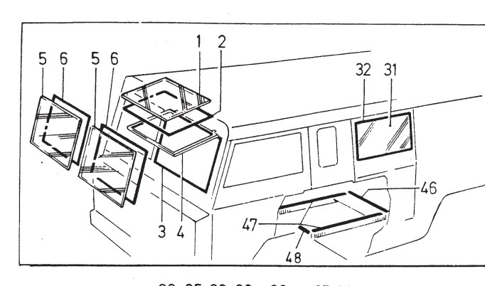 Window trim between body and opening windshield