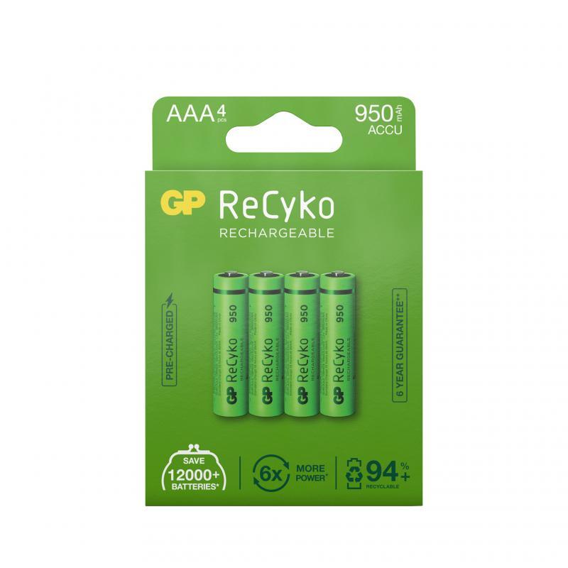 GP ReCyko AAA-batteri, 950mAh, 4-pack