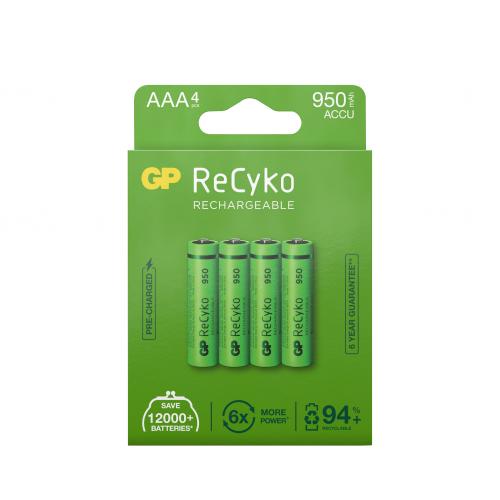 GP ReCyko AAA-batteri, 950mAh, 4-pack