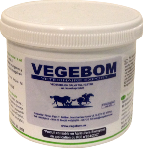 Vegebom Veterinaire Export till hästar Burk 400 gram.