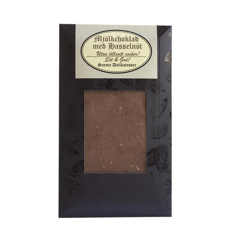 Mjölkchoklad med hasselnöt, Utan tillsatt socker