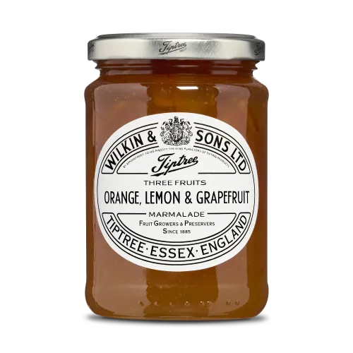 Marmelad med apelsin, lime och grapefrukt från Tiptree i glasburk