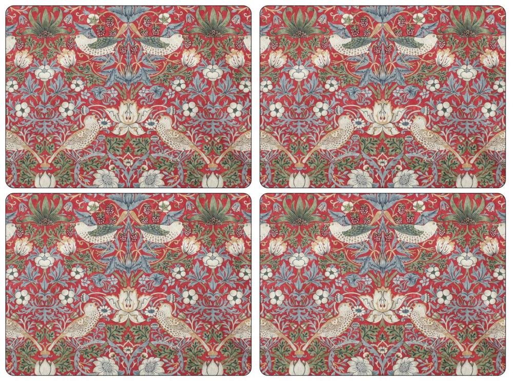 Bordsunderlägg william morris strawberry thief röd