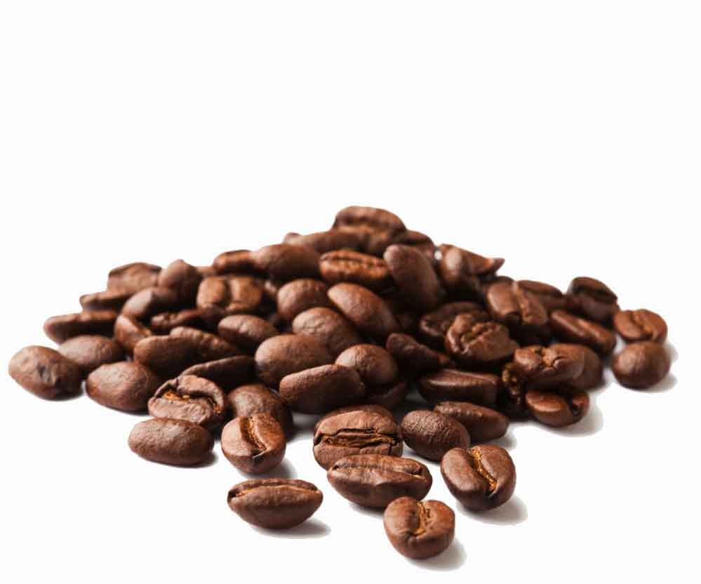 Kaffebönor med vit bakgrund