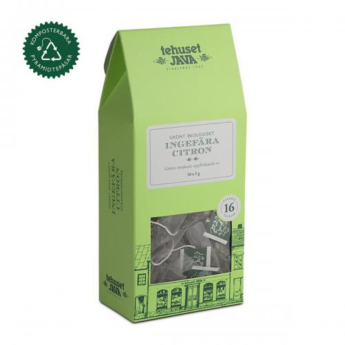 Ekologisk Grön Ingefära Citron 16 pack Tepåsar