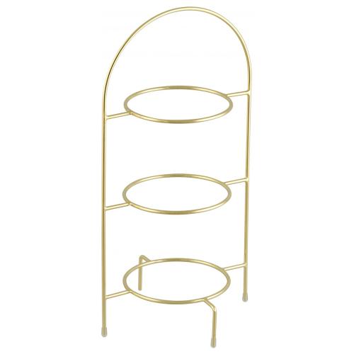 Ställning kakfat i guld 3 våningar