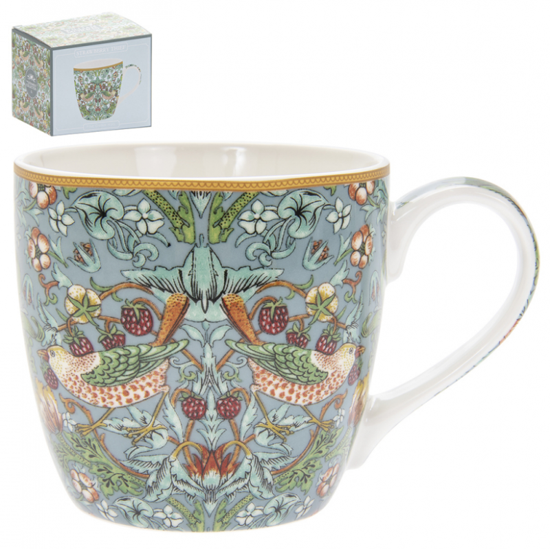 William Morris Teal Strawberry Thief Frukostmugg