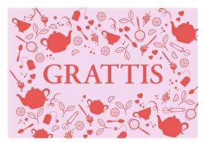 Tehuset Javas Vykort Grattis Rosa