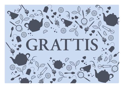 Tehuset Javas Vykort Grattis Blå