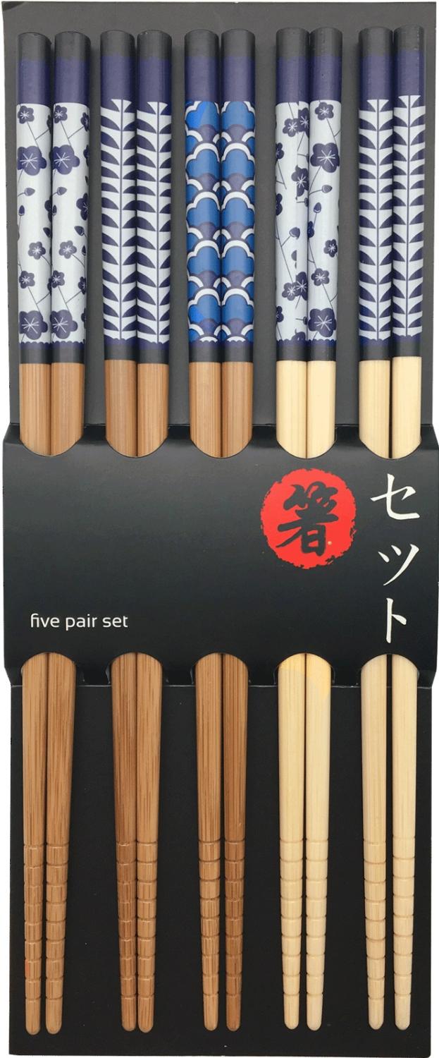 Chopsticks Blue Patterns 5-pack 
