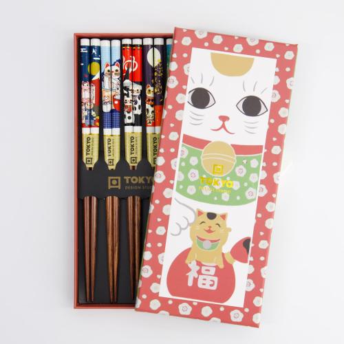 Tokyo Design Chopsticks Lucky Cat 5 par