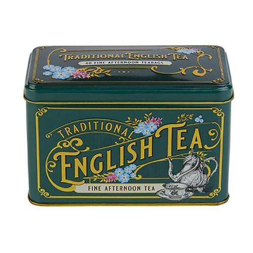 Vintage Victorian Dark Green Afternoon Tea 40 Teabag Tin
