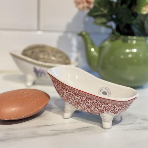 Tvålfat Badkar Porslin Röd Mosaik