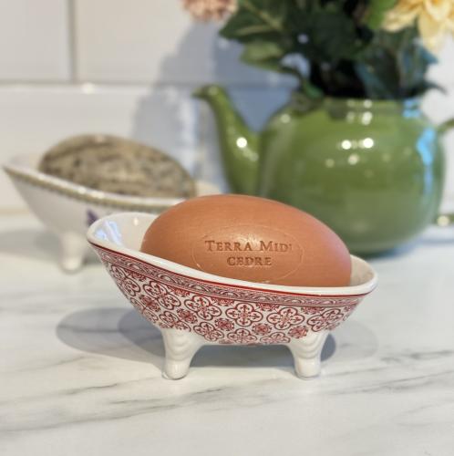 Tvålfat Badkar Porslin Röd Mosaik