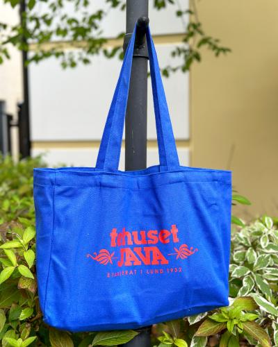 Tygkasse Blå/Röd Tehuset Java 40x30cm