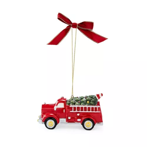 Spode Christmas Tree Fire Truck Ornament  5.2cm x 10cm