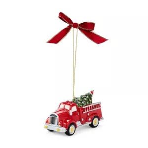 Spode Christmas Tree Fire Truck Ornament  5.2cm x 10cm