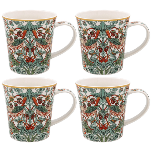 William Morris Strawberry Thief Vit Muggar 4-Pack I Presentförpackning