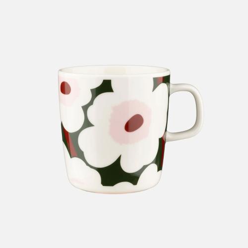 Marimekko Mugg Unikko Vit, Grön, Rosa 4dl