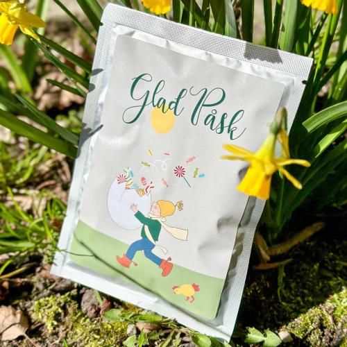 Tevykort Glad Påsk pojke med ägg