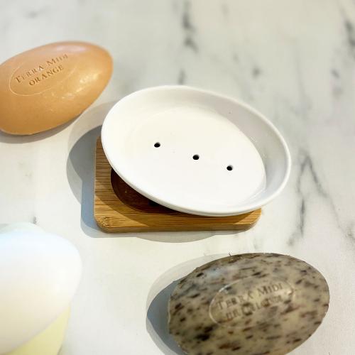 Tvålfat Oval Porslin Bomull