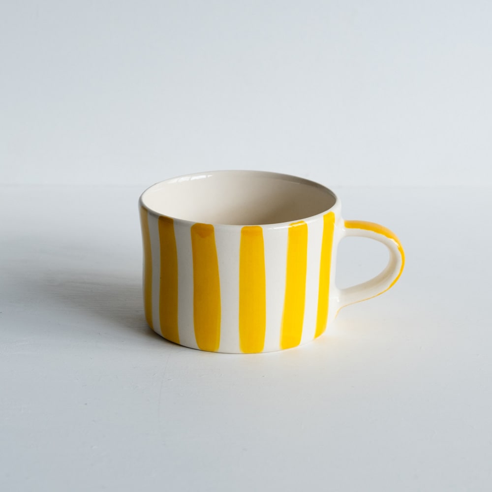 Mugg Handgjord Randig Gul 350ml
