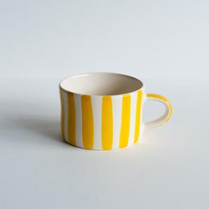 Mugg Handgjord Randig Gul 350ml