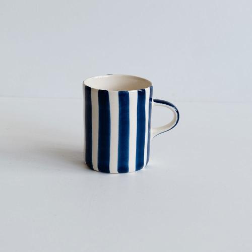 Mugg Handgjord Randig Blå 240ml