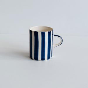 Mugg Handgjord Randig Blå 240ml