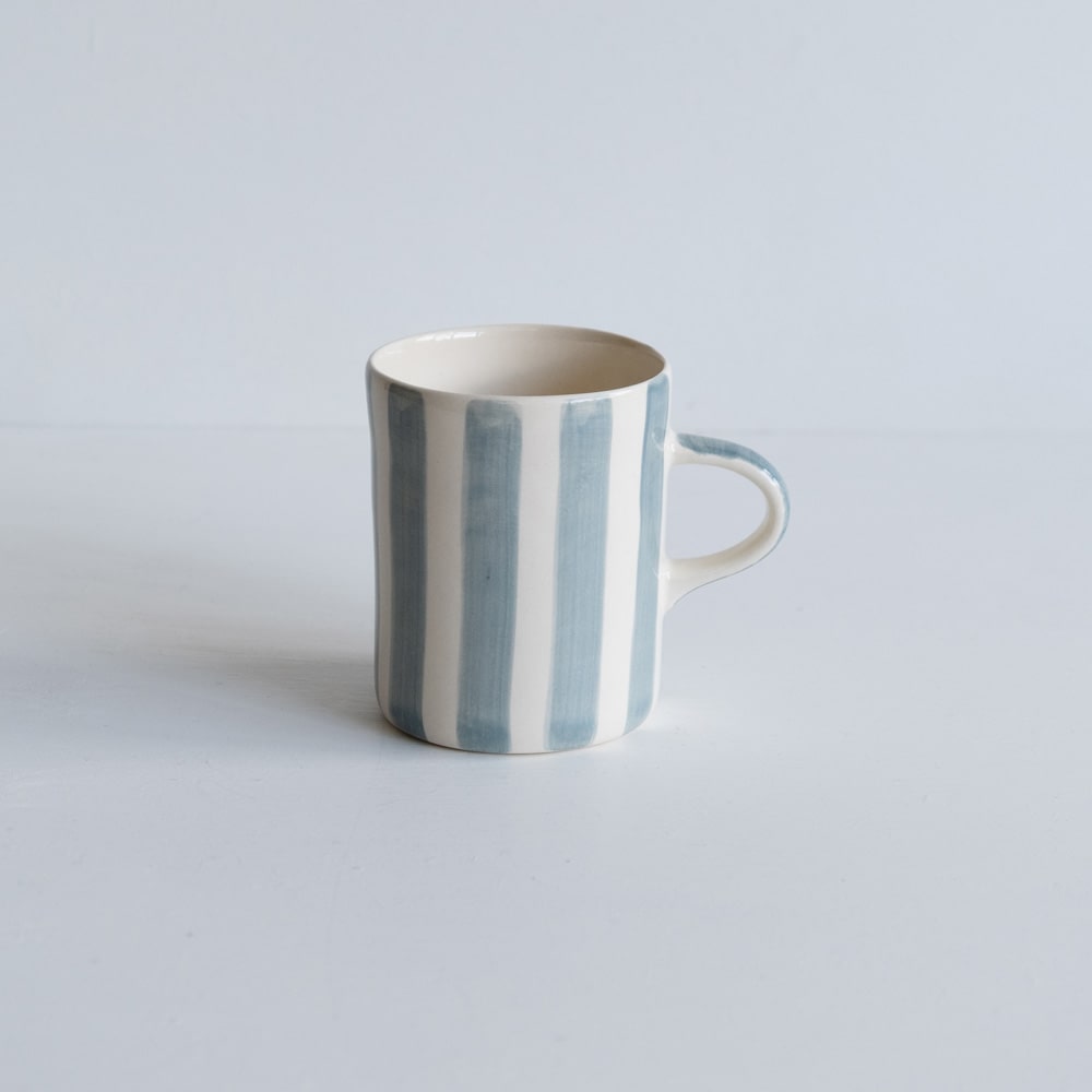 Mugg Handgjord Randig Grå 240ml