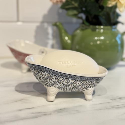 Tvålfat Badkar Porslin Blå Mosaik