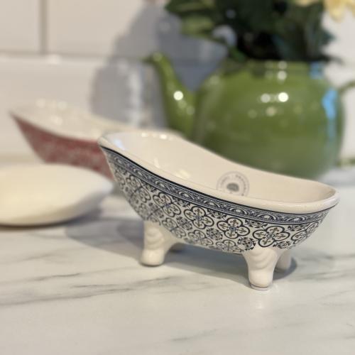 Tvålfat Badkar Porslin Blå Mosaik