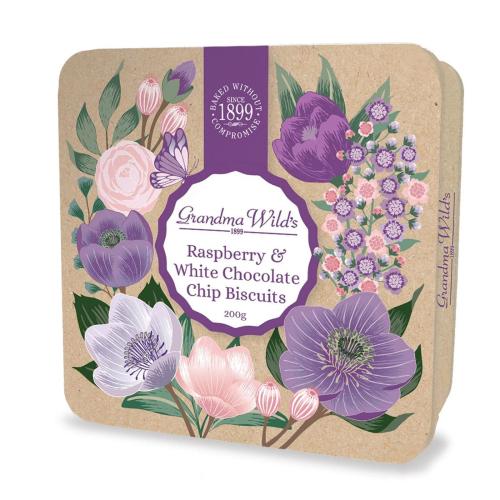 Botanical Plåtburk Smörkakor Med Hallon & Vit Choklad 200g