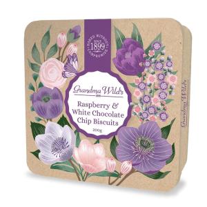 Botanical Plåtburk Smörkakor Med Hallon & Vit Choklad 200g