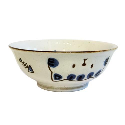 Japansk Skål Katt & Fiskar 20cm