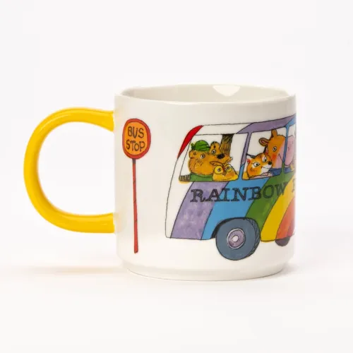 Porslinsmugg Rainbow Bus 33cl