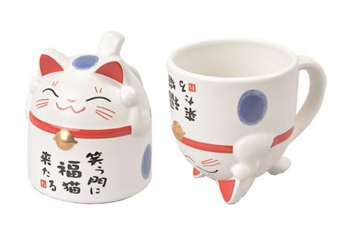 Kawaii Lucky Cat Mugg Blå 350ml