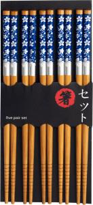 Chopsticks Blue Flowers 5-pack