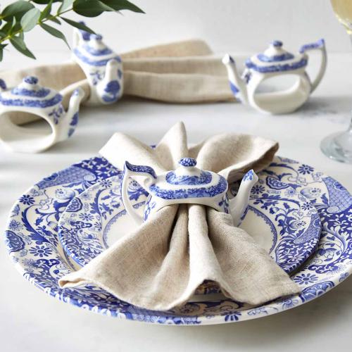 Spode Blue Italian Servettringar Tekanna 4-Pack