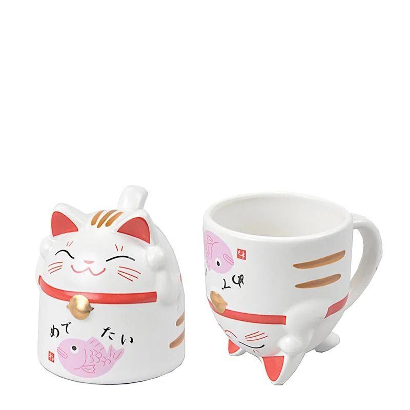 Kawaii Lucky Cat Mugg Rosa 350ml
