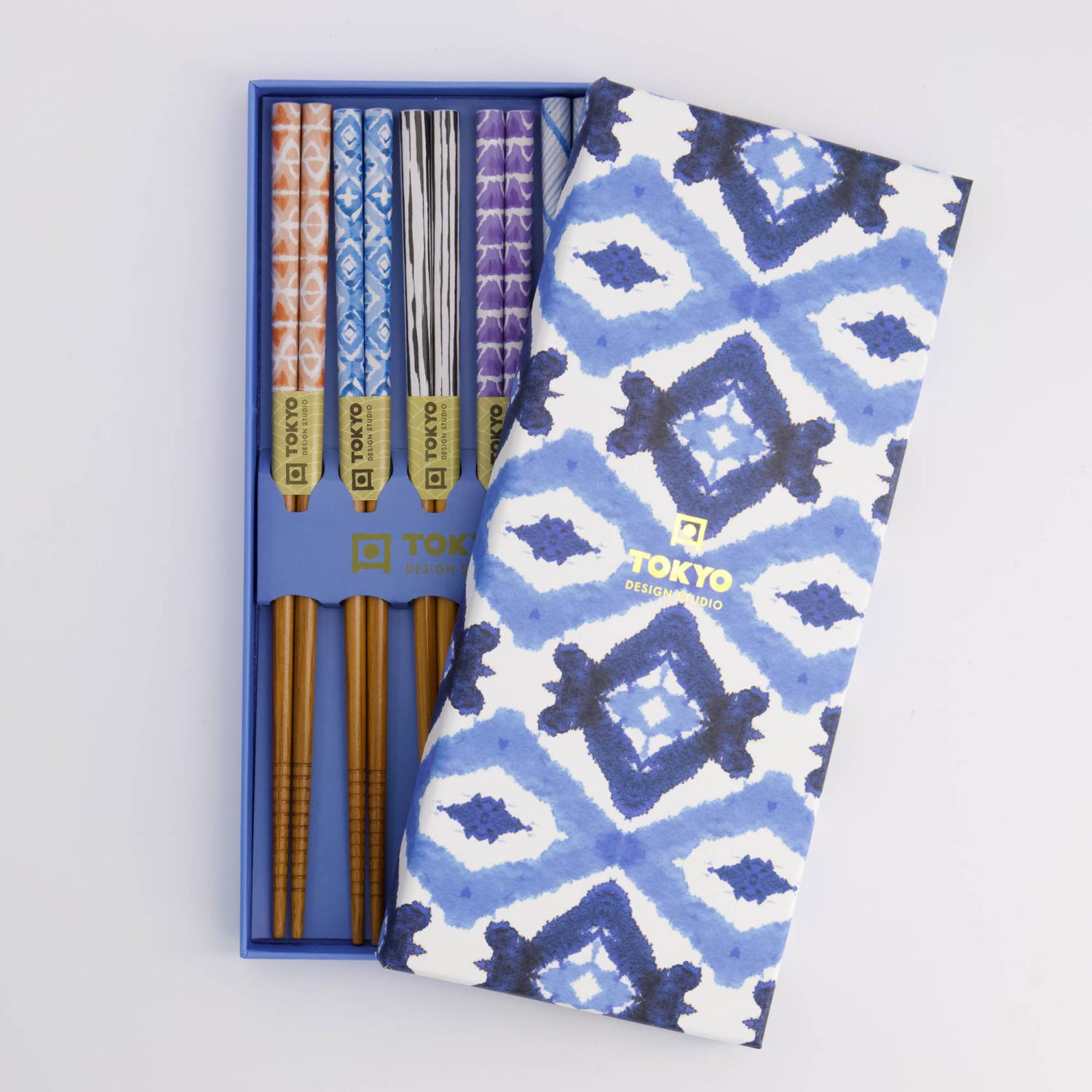 Tokyo Design Chopsticks Blue Kasuri 5-pack