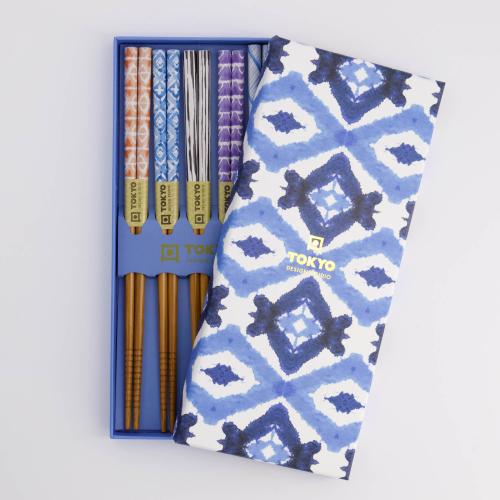 Chopsticks Blue Kasuri 5-pack