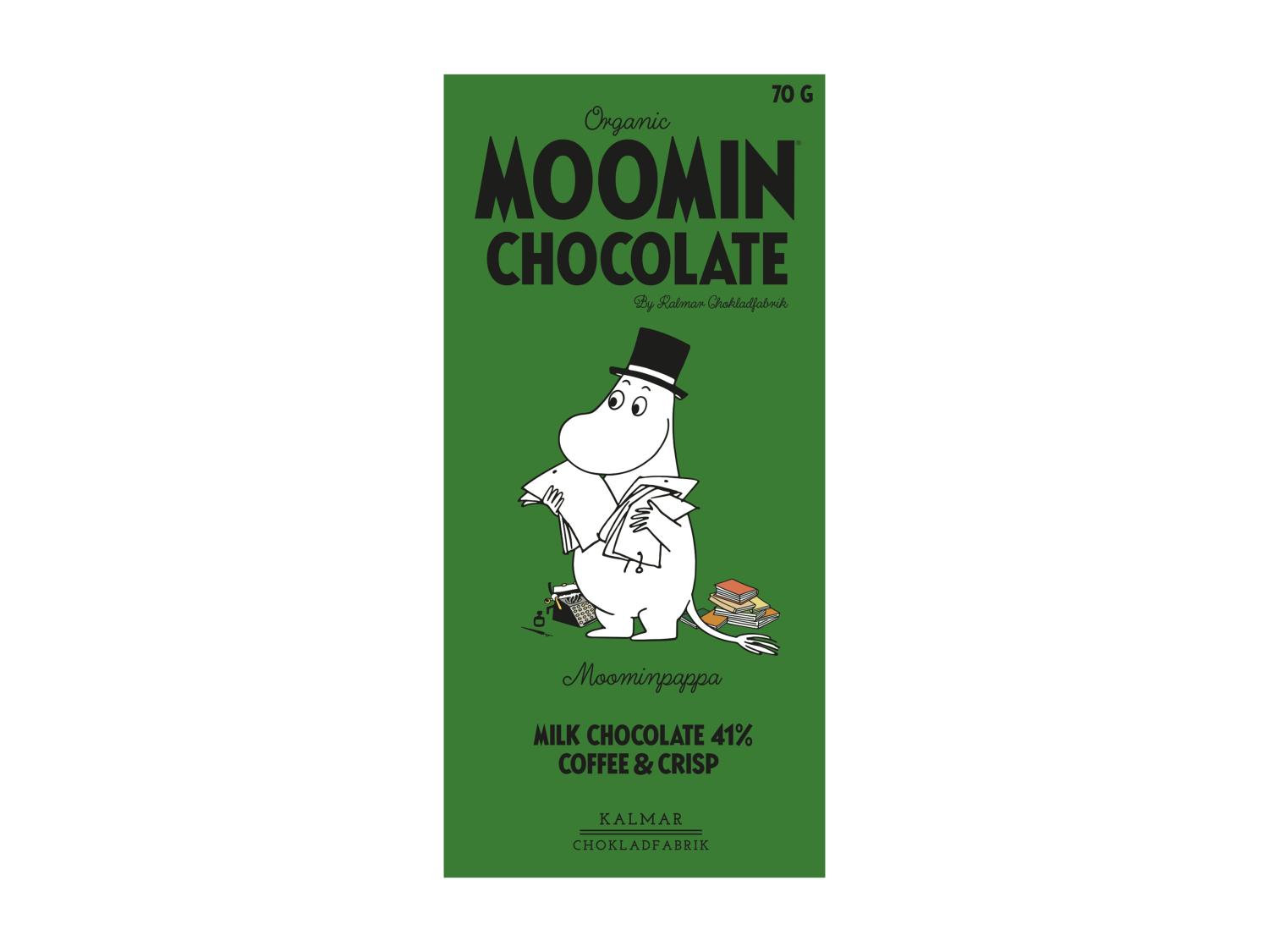 Muminchoklad Muminpappan Kaffecrisp & Mjölkchoklad 41% 70g